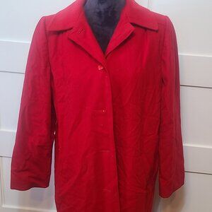 Denise Lyn Red Wool Coat – Vintage 100% Pure Wool – Classic Style – Wom